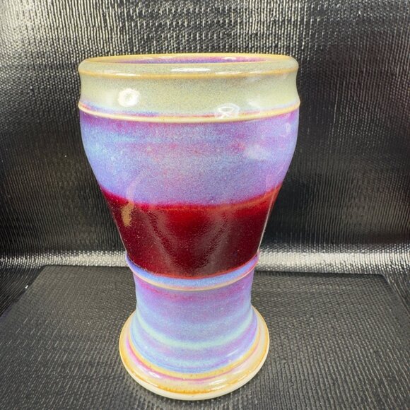 Hand Made Stoneware Tall Coffee Mug Cup Beer Cup Mug Artist Signed Vase Vessel - Picture 10 of 12